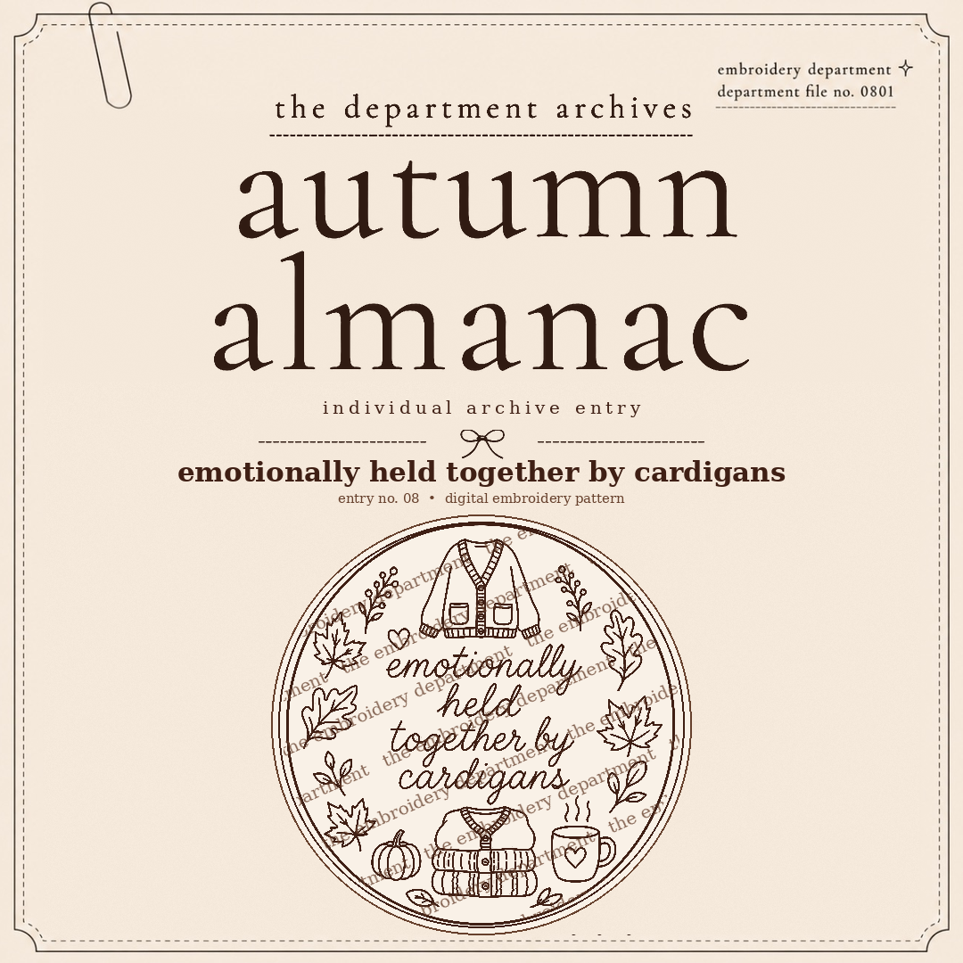 emotionally held together by cardigans — protected autumn almanac archive entry preview